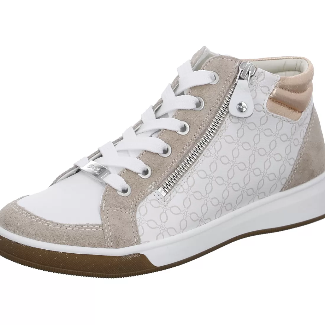 Trendfarben Sand + Dunkelblau | Logomania<ara Shoes Hightop Sneaker Rom sand weiß